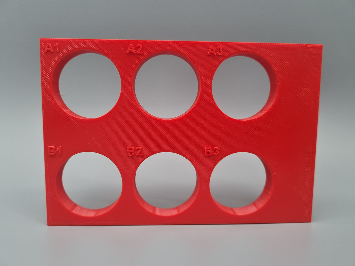 Tube Holder 6× 50 mL – red – front view (photo)