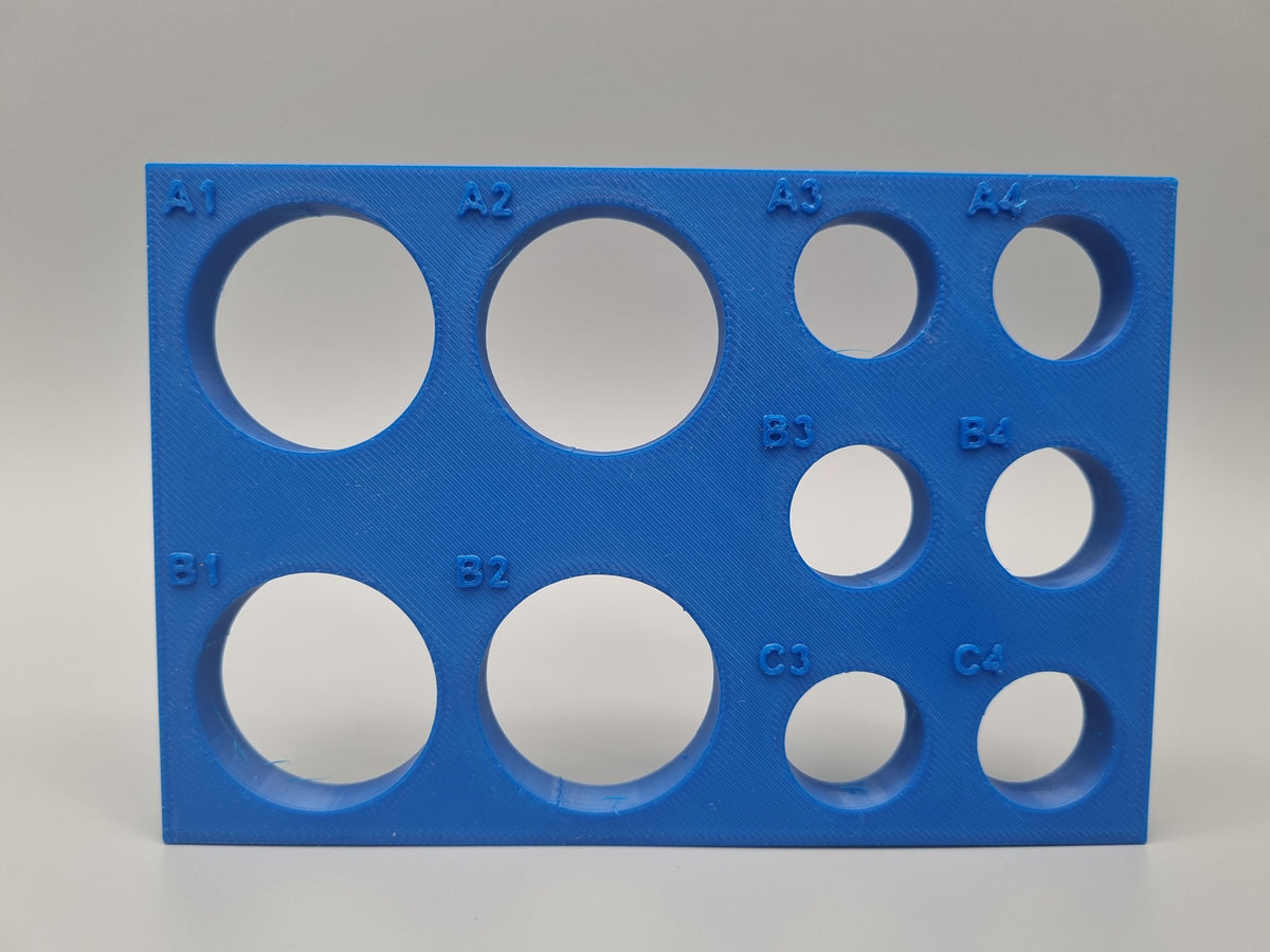 Tube Holder 4× 50 mL + 6× 15 mL – blue – front view (photo)
