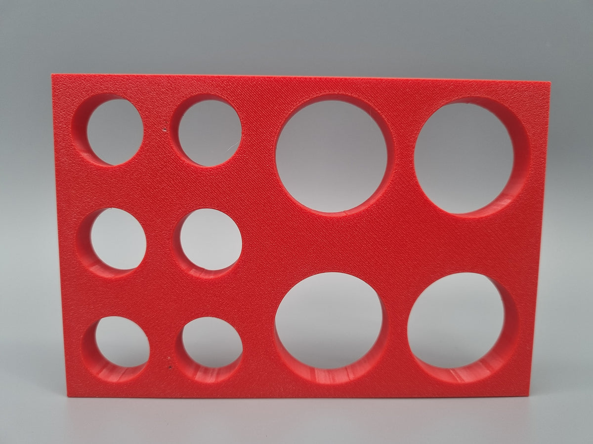 Tube Holder 4× 50 mL + 6× 15 mL – rot – Rückansicht (Foto)