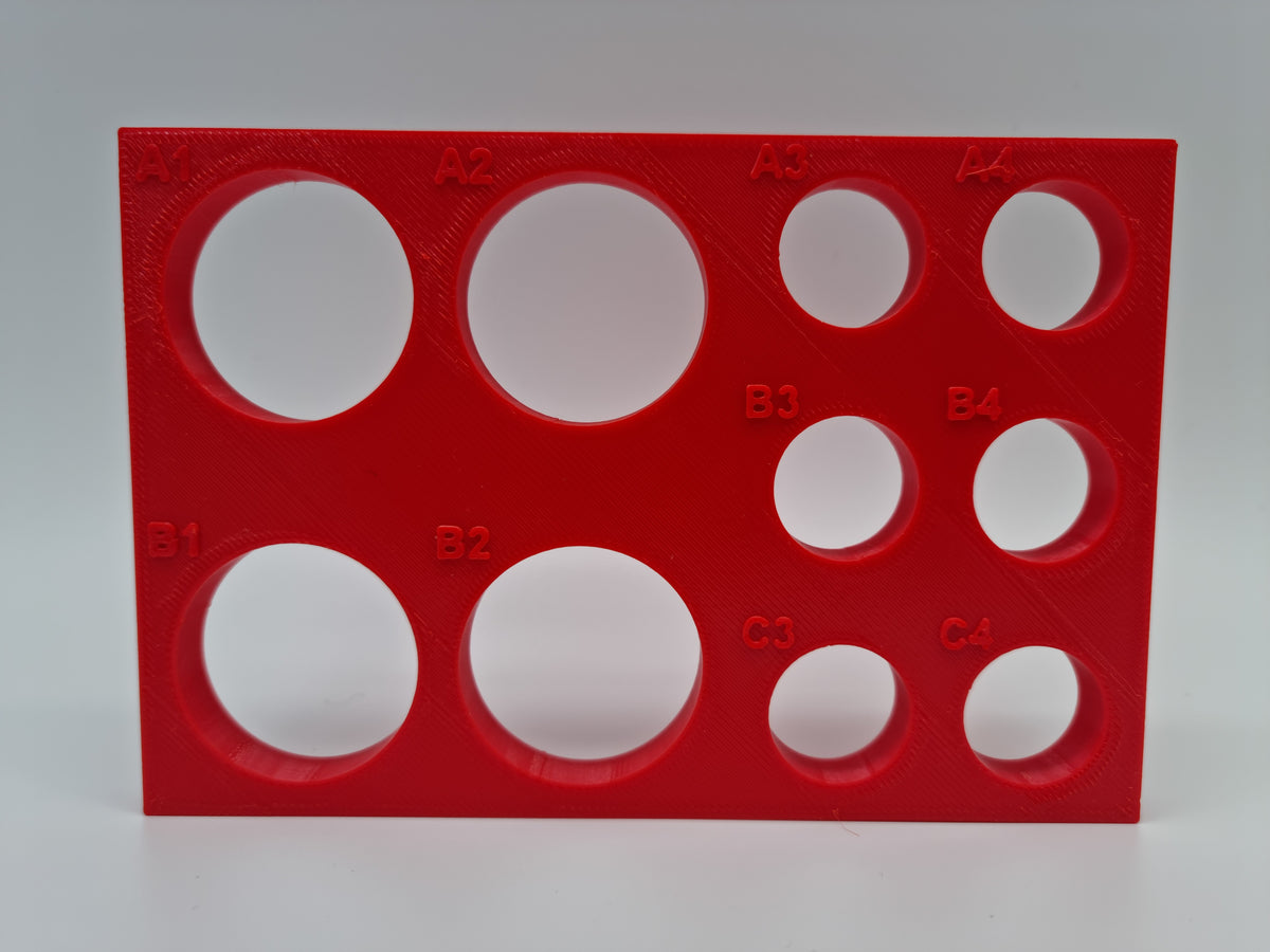 Tube Holder 4× 50 mL + 6× 15 mL – red – front view (photo)