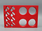 Tube Holder 4× 50 mL + 8× 1.5/2 mL Flip Cap – red – rear view (photo)