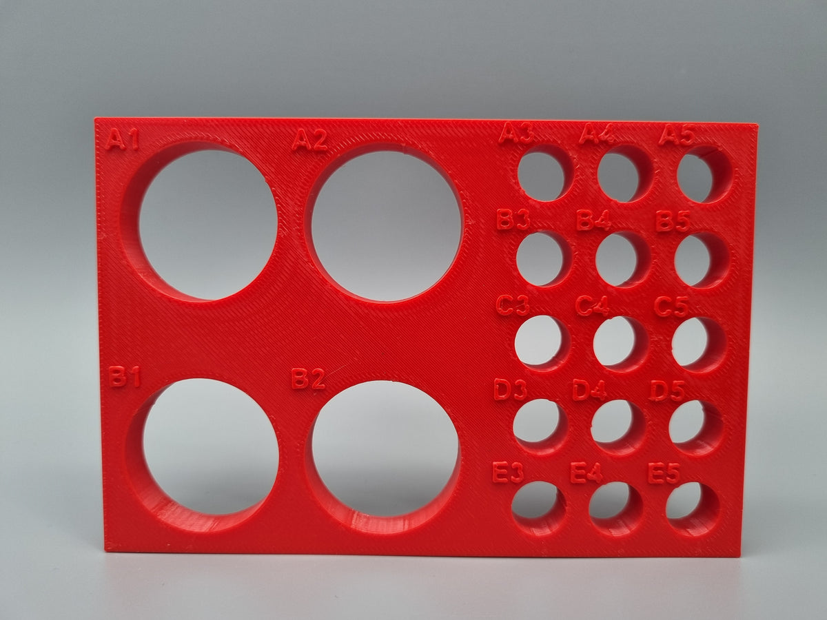 Tube Holder 4× 50 mL + 15× 1.5/2 mL Cryo Tubes (Screw Cap) – red – front view (photo)