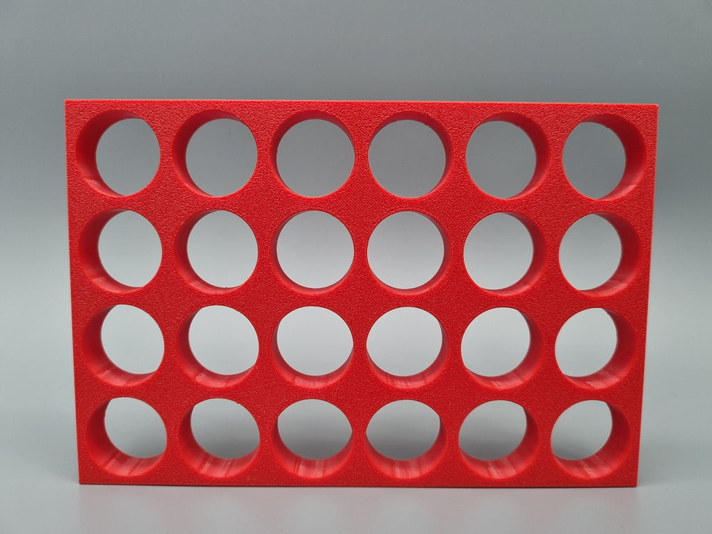 Tube Holder 24× 15 mL – red – rear view (photo)