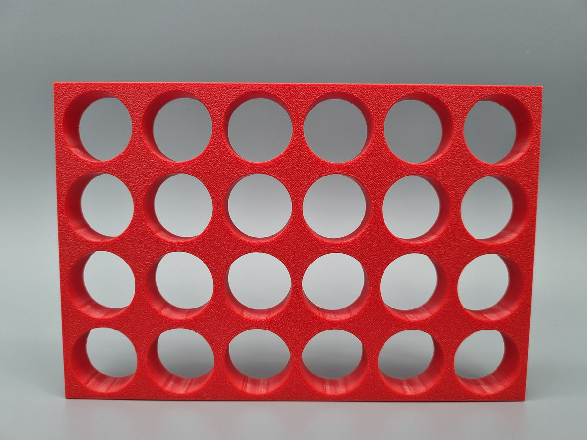 Tube Holder 24× 15 mL – red – rear view (photo)