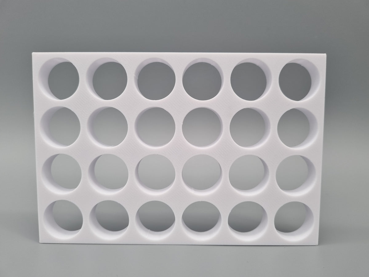 Tube Holder 24× 15 mL – white – rear view (photo)
