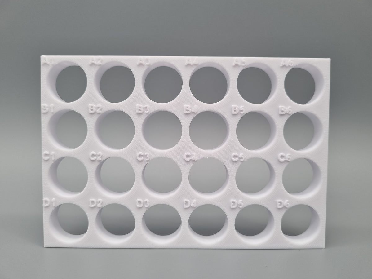 Tube Holder 24× 15 mL – white – front view (photo)