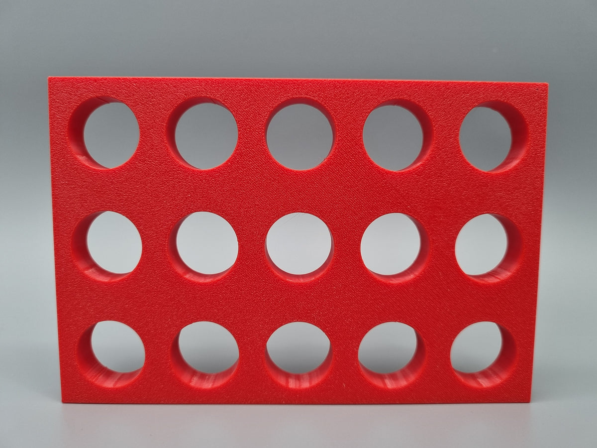 Tube Holder 15× 15 mL – red – rear view (photo)