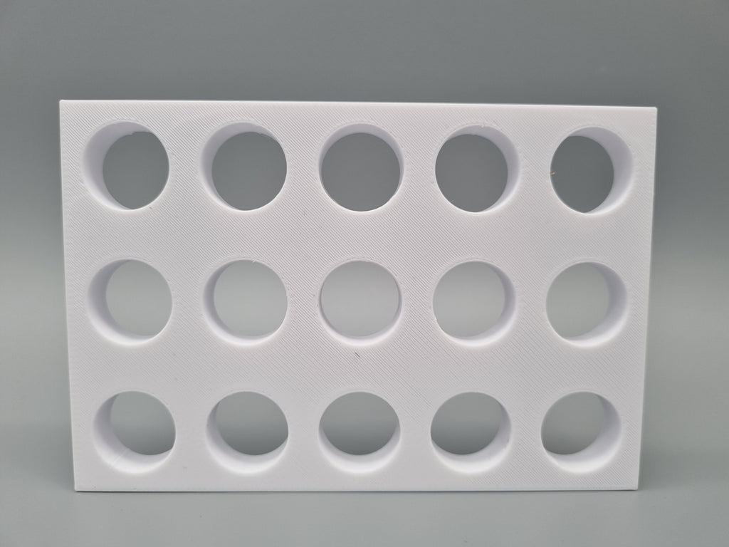 Tube Holder 15× 15 mL – white – rear view (photo)