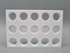 Tube Holder 15× 15 mL – white – rear view (photo)