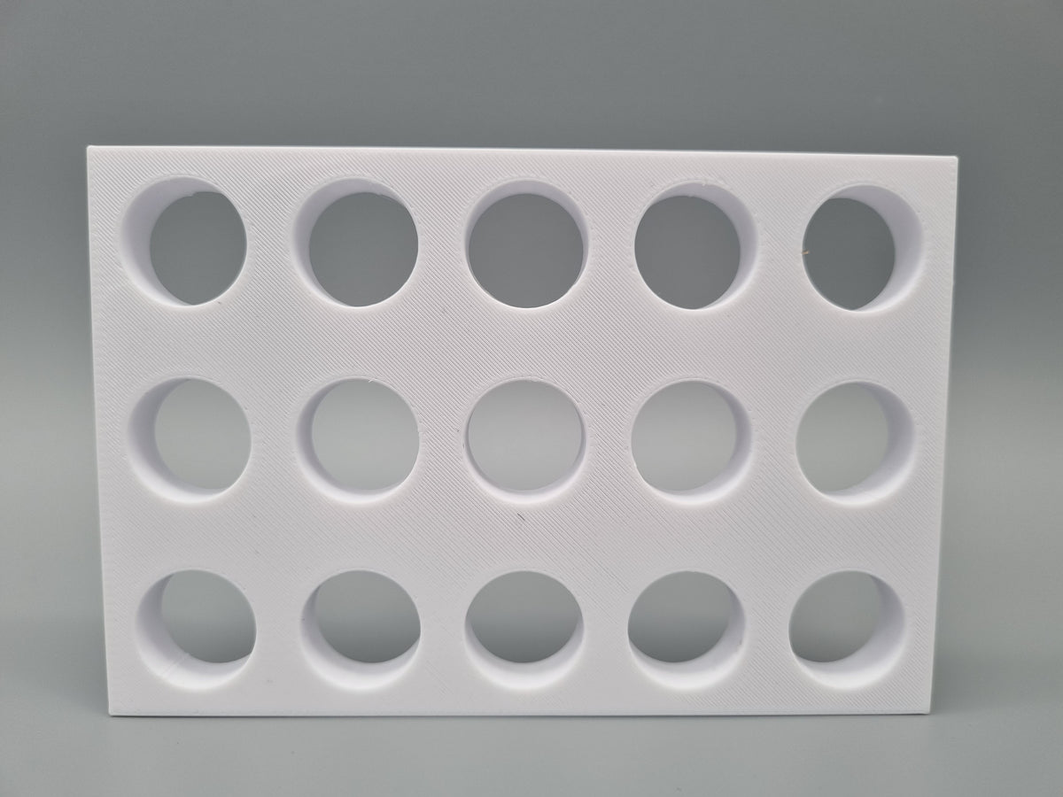 Tube Holder 15× 15 mL – white – rear view (photo)