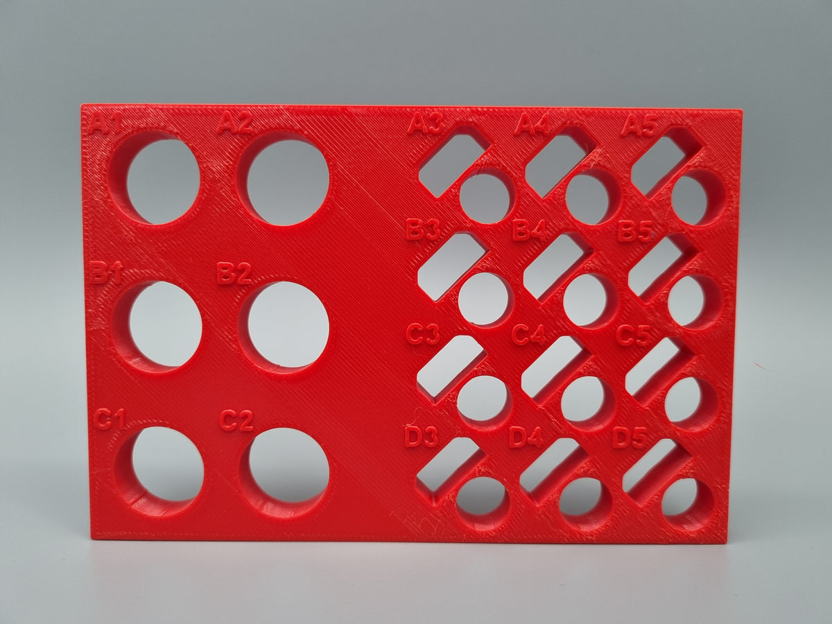 Tube Holder 6× 15 mL + 12× 1.5/2 mL Flip Cap – red – front view (photo)