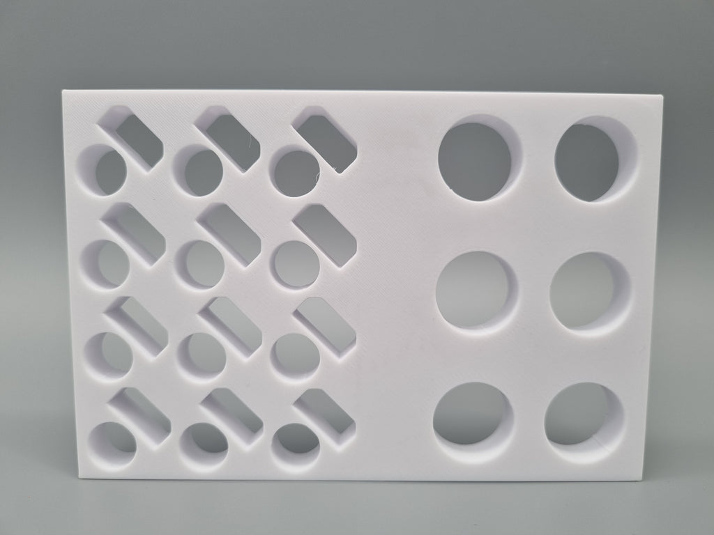 Tube Holder 6× 15 mL + 12× 1.5/2 mL Flip Cap – weiß – Rückansicht (Foto)