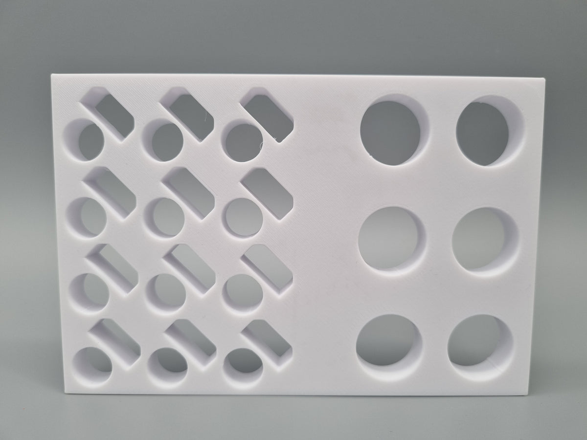Tube Holder 6× 15 mL + 12× 1.5/2 mL Flip Cap – weiß – Rückansicht (Foto)