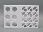 Tube Holder 6× 15 mL + 12× 1.5/2 mL Flip Cap – weiß – Vorderansicht (Foto)