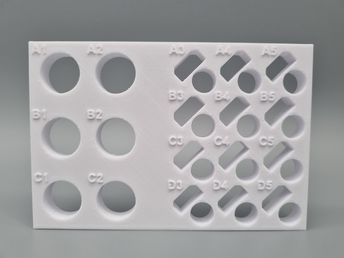 Tube Holder 6× 15 mL + 12× 1.5/2 mL Flip Cap – weiß – Vorderansicht (Foto)