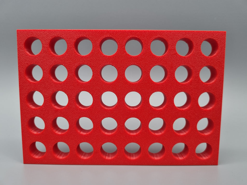 Tube Holder 40× 1.5/2 mL Screw Cap – red – rear view (photo)
