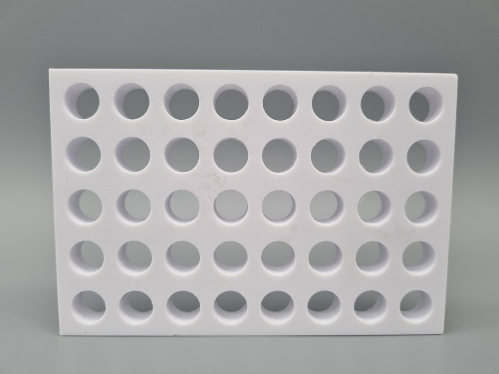 Tube Holder 40× 1.5/2 mL Screw Cap – white – rear view (photo)