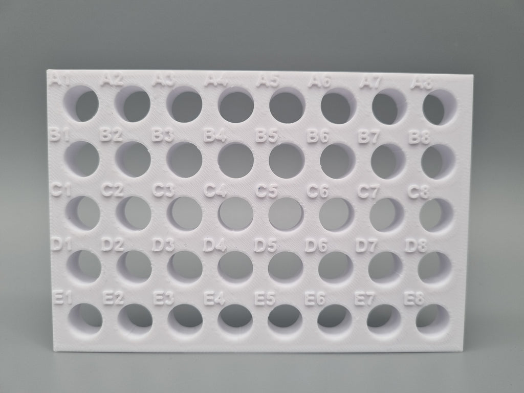 Tube Holder 40× 1.5/2 mL Screw Cap – white – front view (photo)
