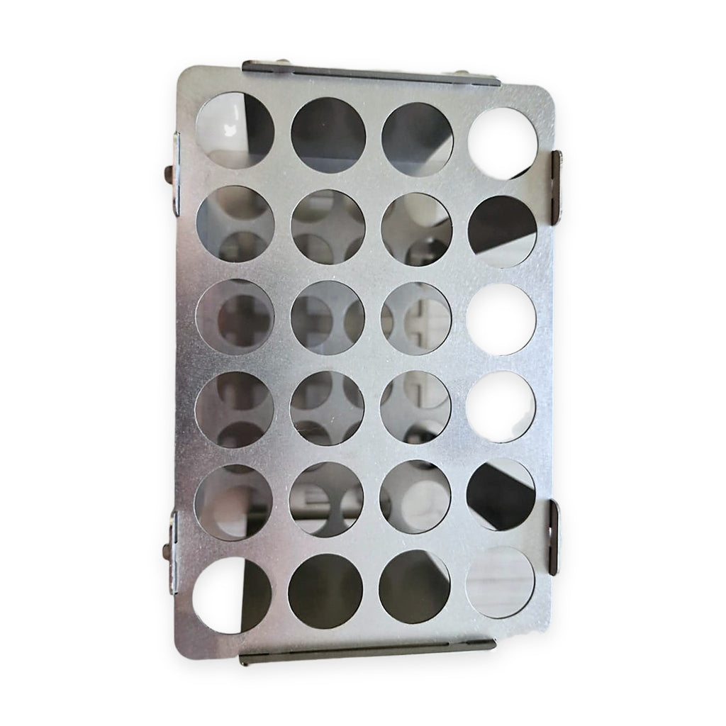 Brand New – Integra Biosciences Stainless Steel Tube Rack 4x6 (24 positions) – top view, 24 positions