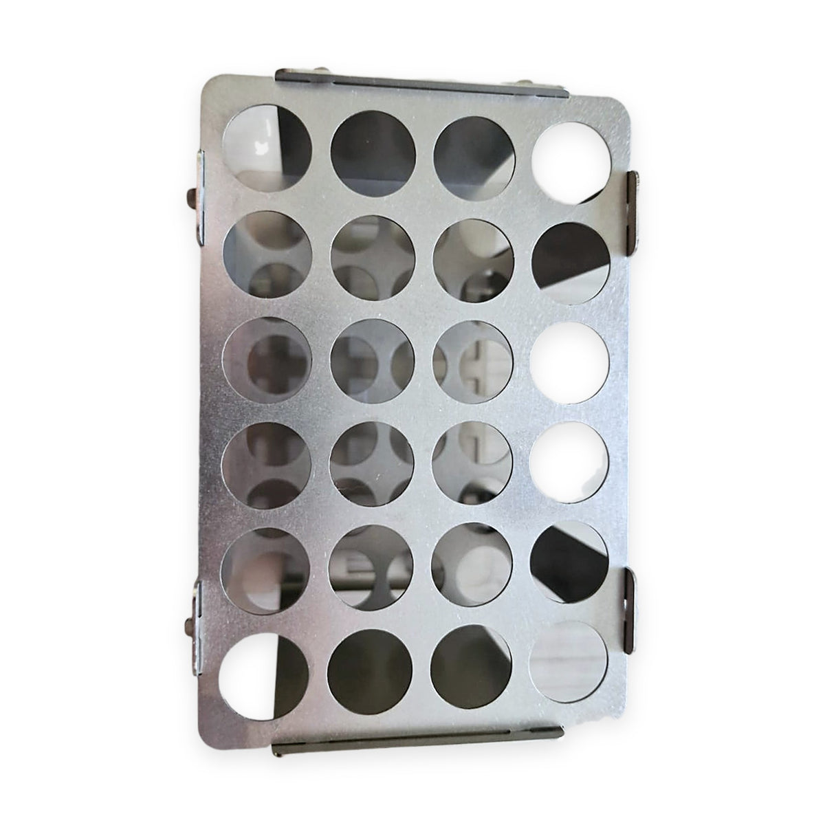 Brand New – Integra Biosciences Stainless Steel Tube Rack 4x6 (24 positions) – top view, 24 positions