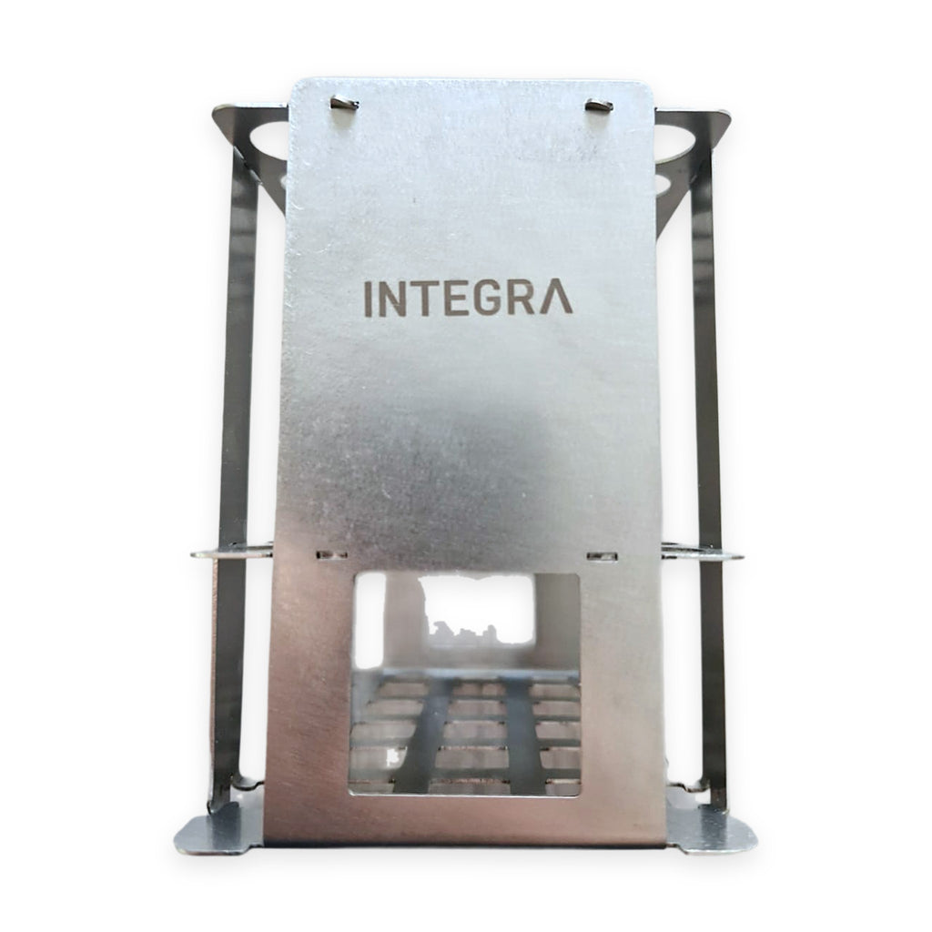 Brand New – Integra Biosciences Stainless Steel Tube Rack 4x6 (24 positions) – front with INTEGRA logo