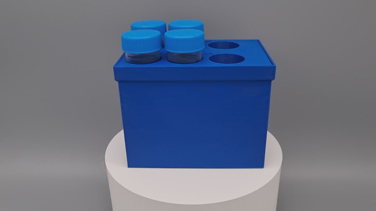 Tube Holder 6× 50 mL – blue – in Tube Rack 100, video