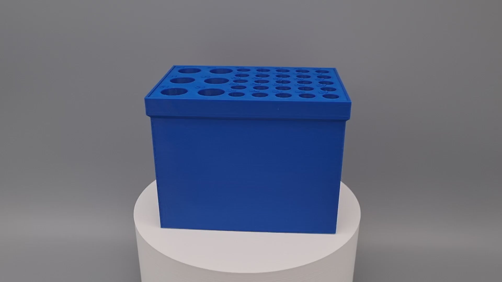 Tube Holder 6× 15 mL + 25× 1.5/2 mL Cryo Tubes (Screw Cap) – blue – in Tube Rack 100, video