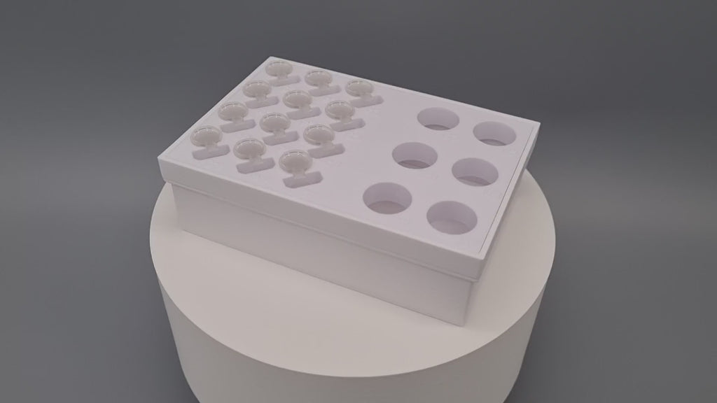 Tube Holder 6× 15 mL + 12× 1.5/2 mL Flip Cap – white – in a white Tube Rack, video