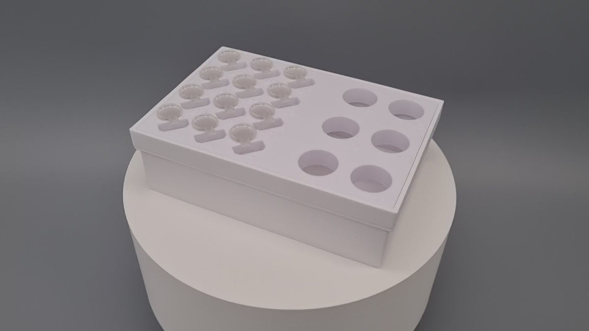 Tube Holder 6× 15 mL + 12× 1.5/2 mL Flip Cap – white – in a white Tube Rack, video