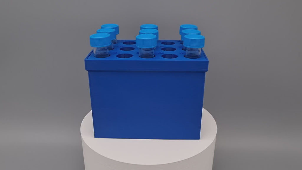 Tube Holder 15× 15 mL – blue – in Tube Rack 100, video