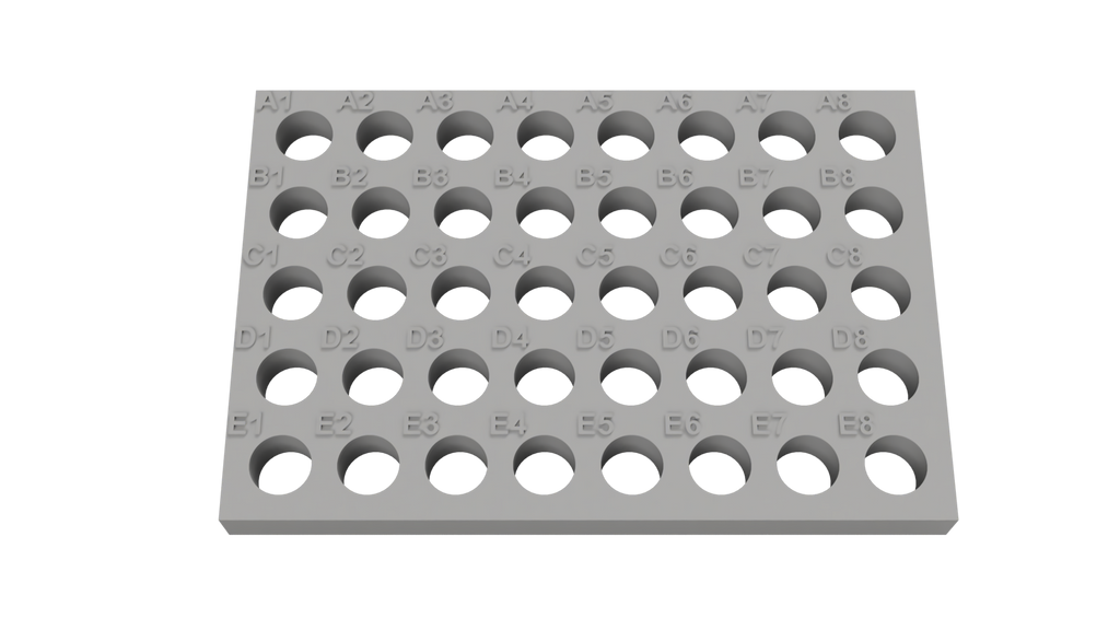 Tube Holder – 40× 1.5/2 mL Microcentrifuge & Cryo Tubes (Screw Cap)