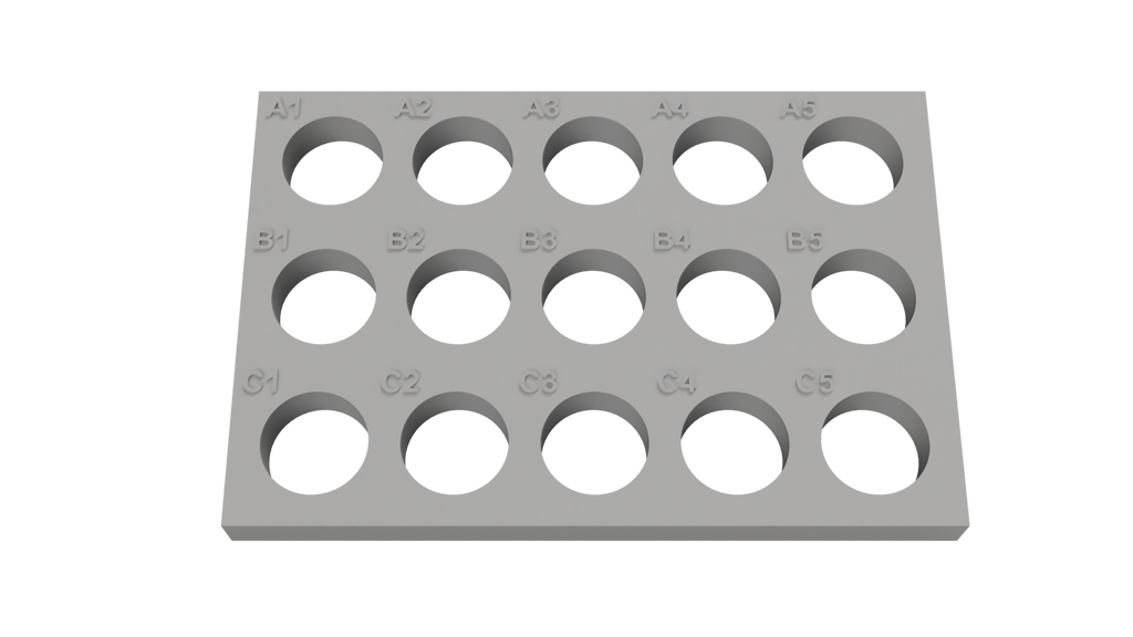 Tube Holder – 15× 5 mL Microcentrifuge & Cryo Tubes (Screw Cap)