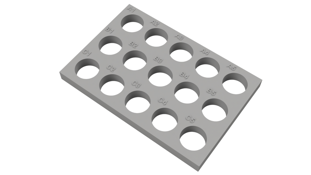 Tube Holder – 15× 5 mL Microcentrifuge & Cryo Tubes (Screw Cap)