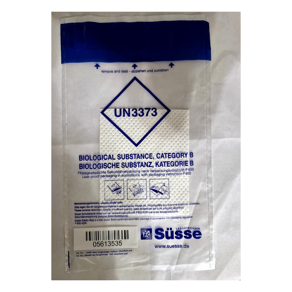 Süsse UN3373 safety bag with absorbent pad – front view